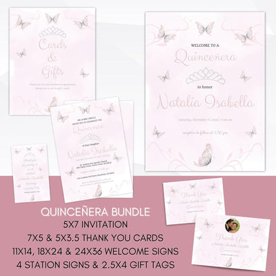 editable quinceanera birthday invitation suite