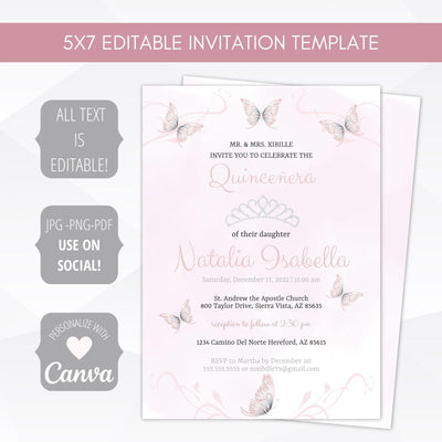 pastel butterfly birthday invitation suite