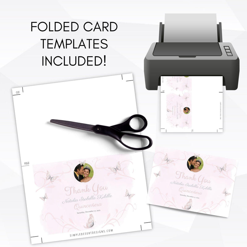 editable quinceanera thank you cards