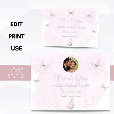 quinceanera thank you card template