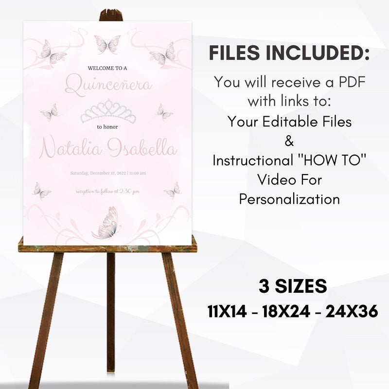 editable quinceanera sign template
