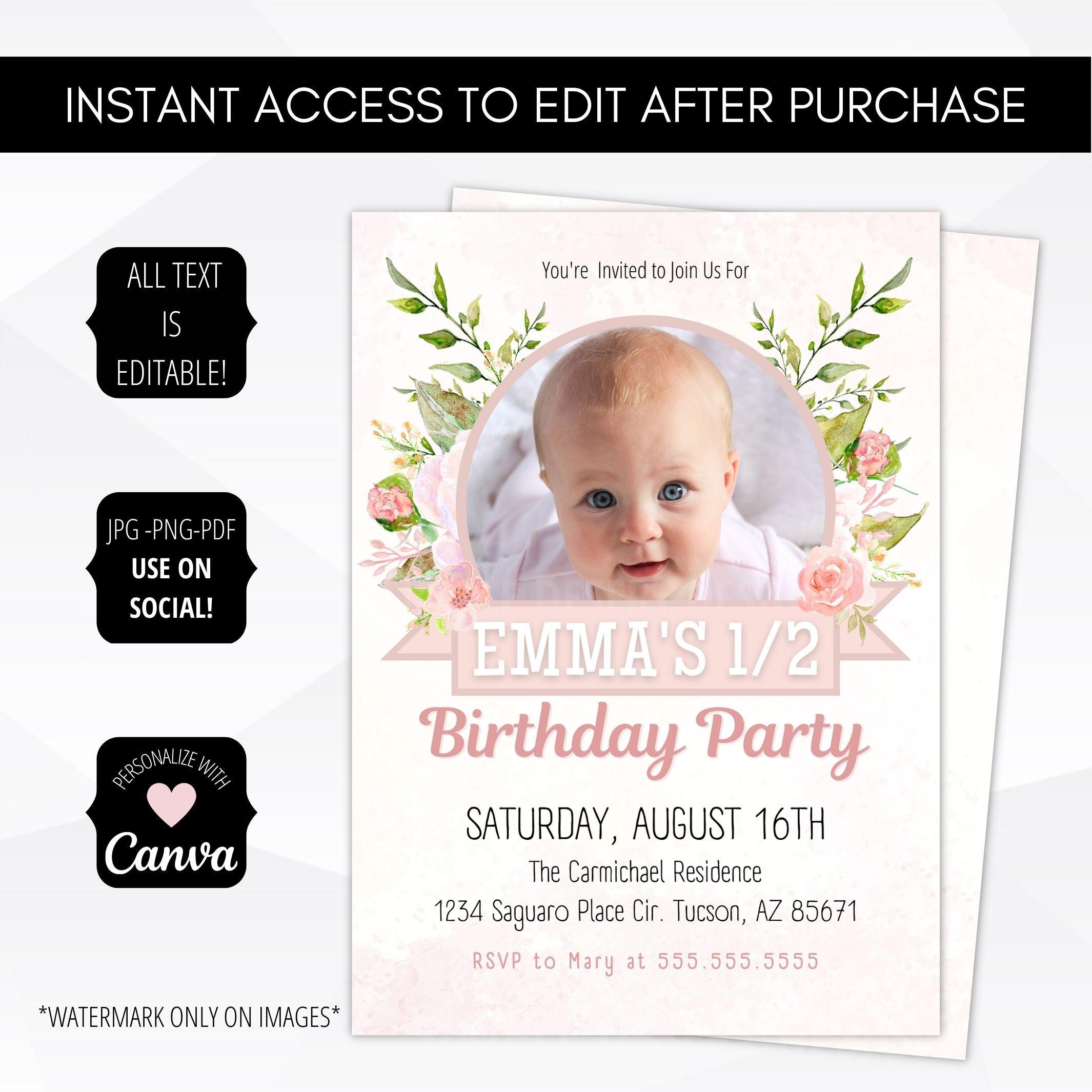pink floral invitation