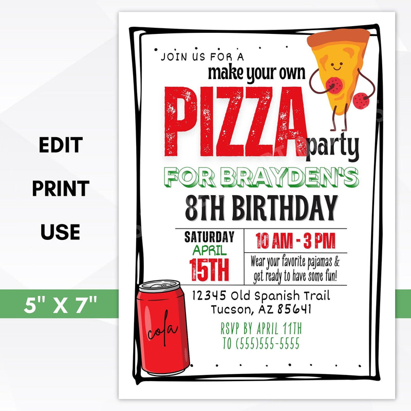 Pizza party invitations