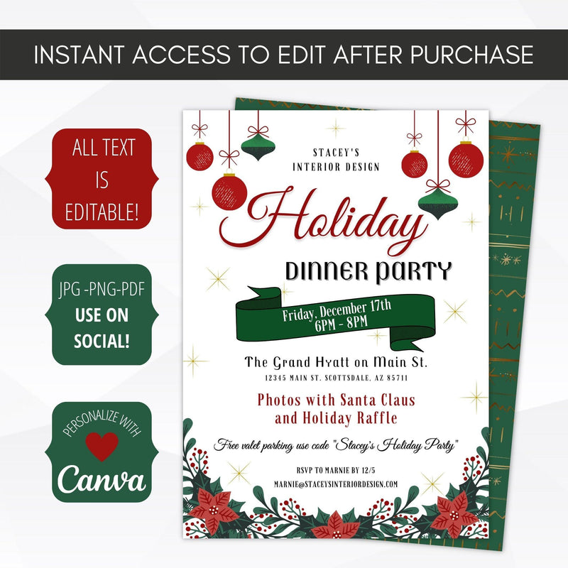 classic retro christmas dinner party invite