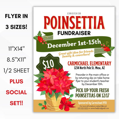 christmas poinsettia flower sale fundraiser flyer