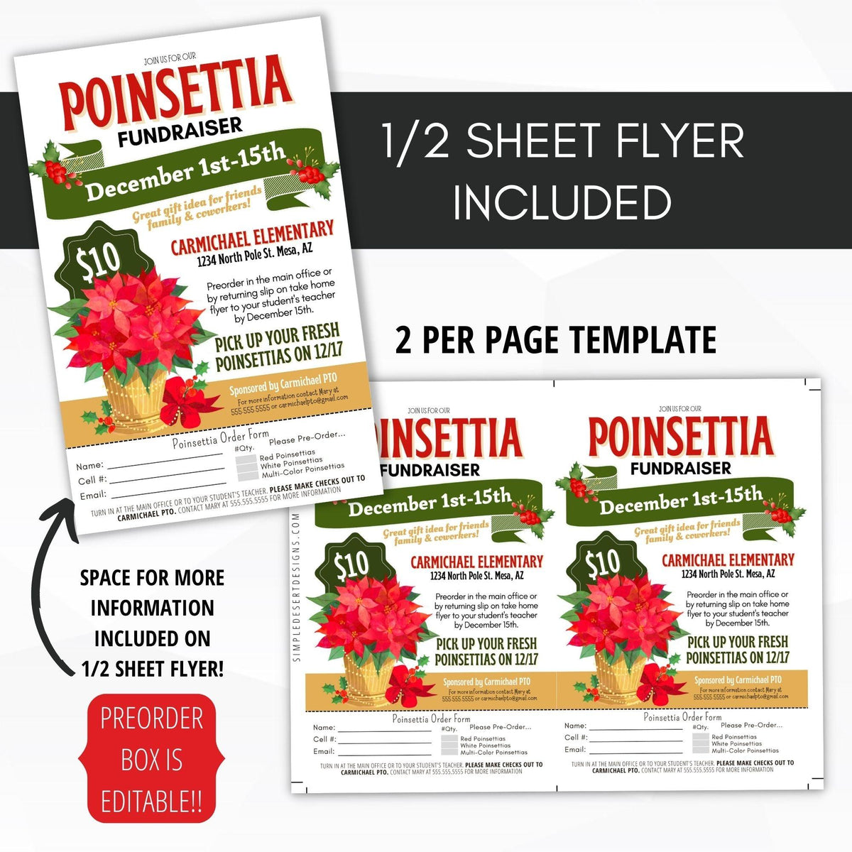 Poinsettia Fundraiser Flyer Bundle - Simple Desert Designs
