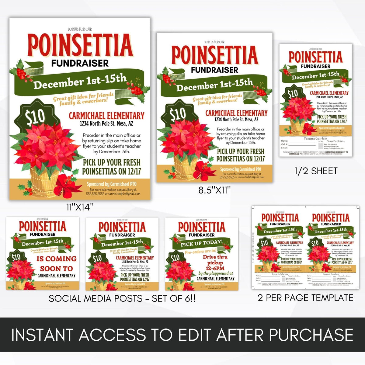 Poinsettia Fundraiser Flyer Bundle - Simple Desert Designs