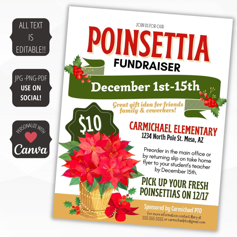 poinsettia fundraiser flyer printable