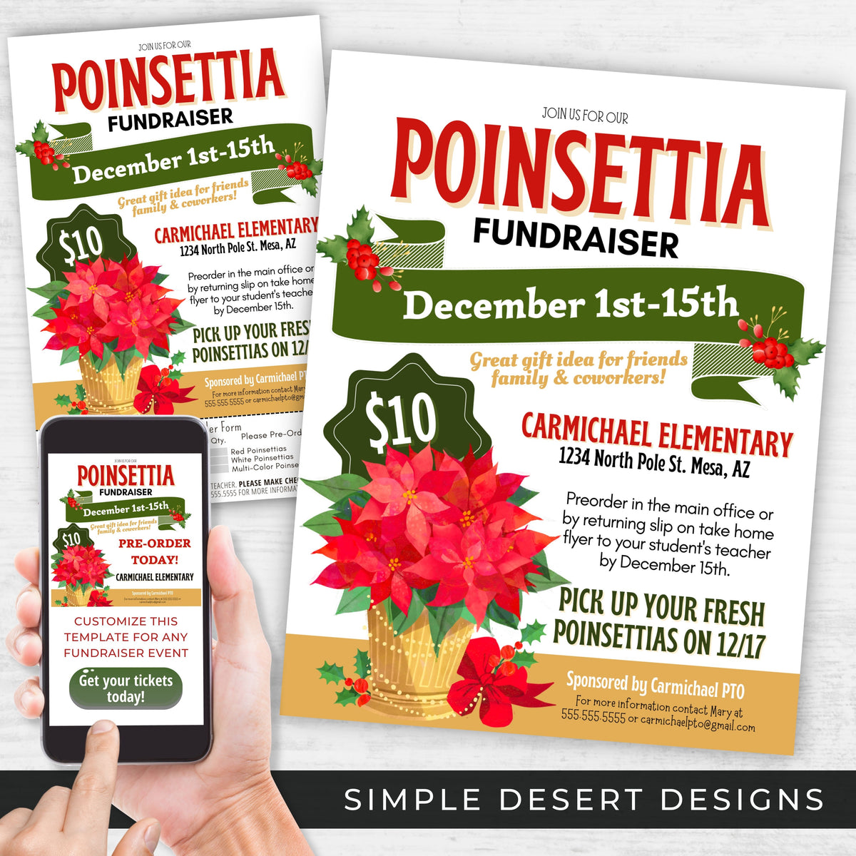 Poinsettia Fundraiser Flyer Bundle - Simple Desert Designs