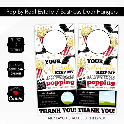 Popcorn pop by door hanger tags