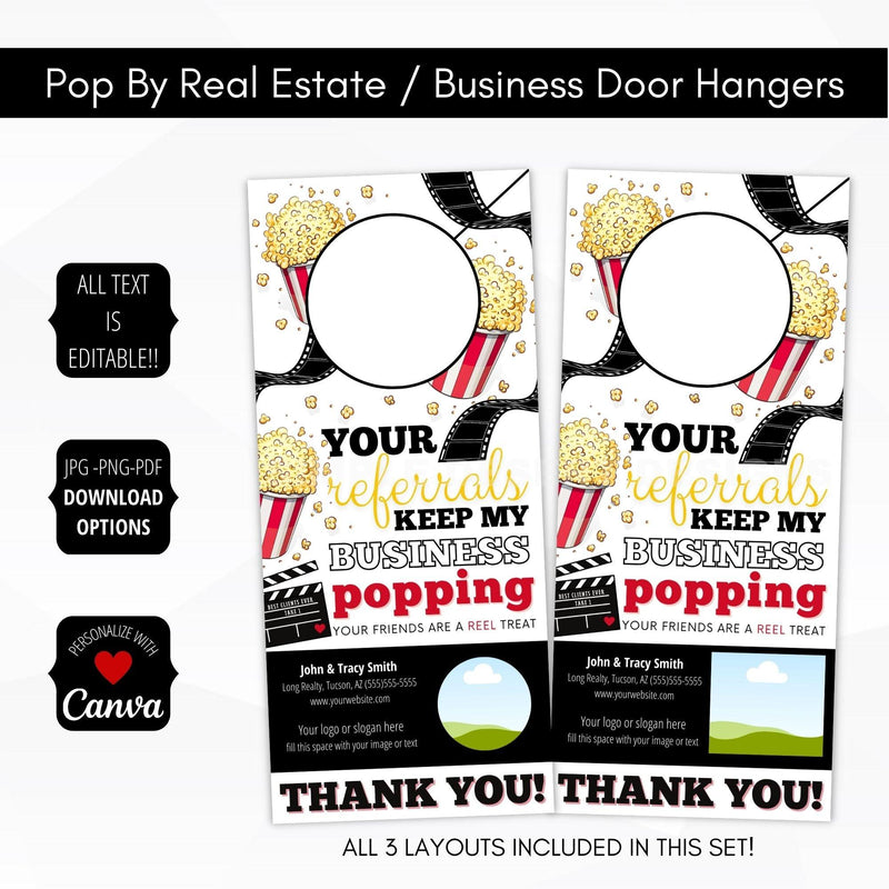 Popcorn pop by door hanger tags