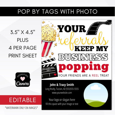 Popcorn referral gift tags