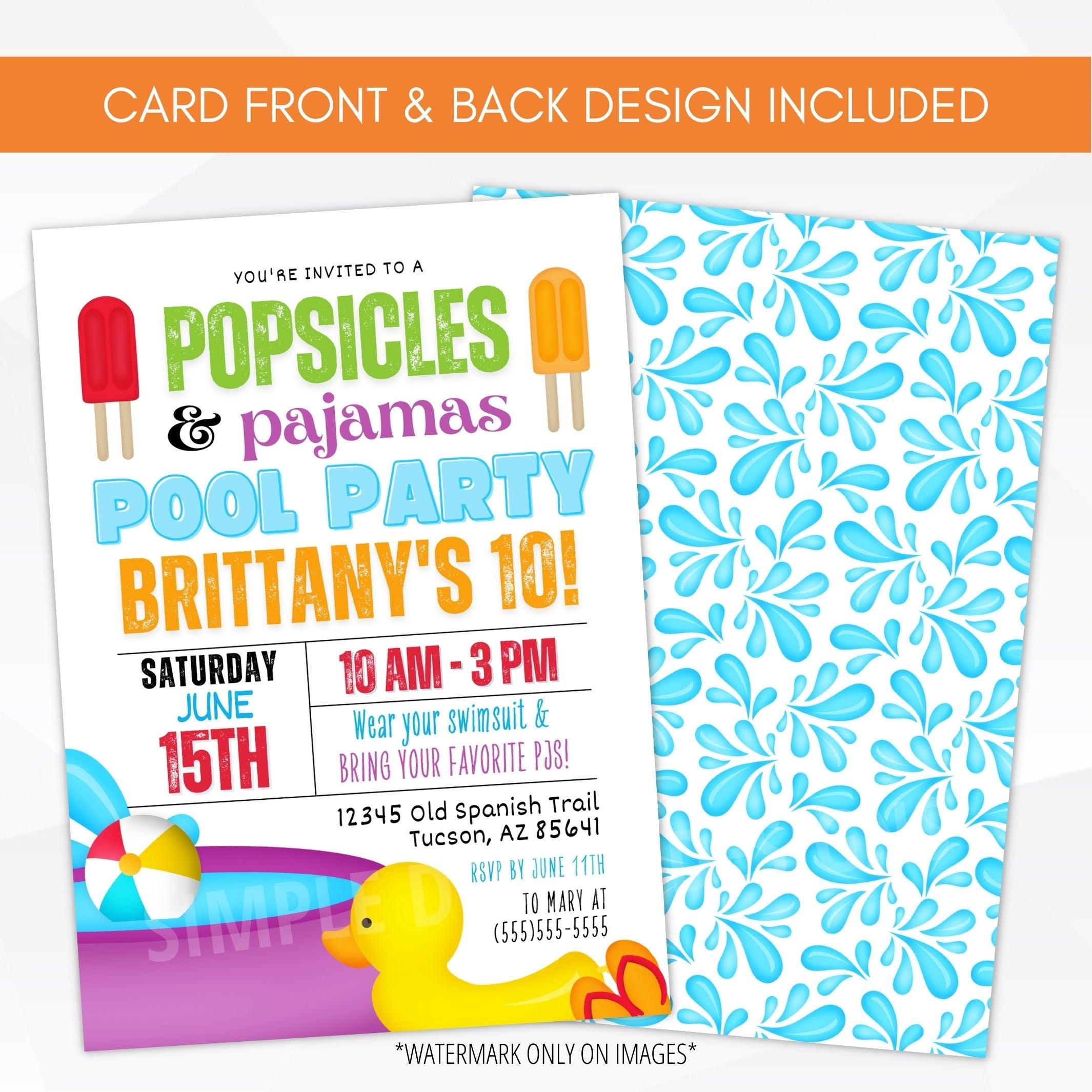 Pajama party kids invite