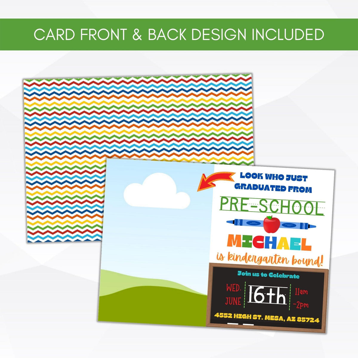 Preschool Graduation Invitation with Photo - Simple Desert Designs