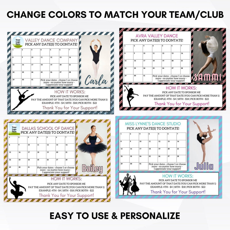 Premium Dance Cash Calendar Fundraiser - Simple Desert Designs