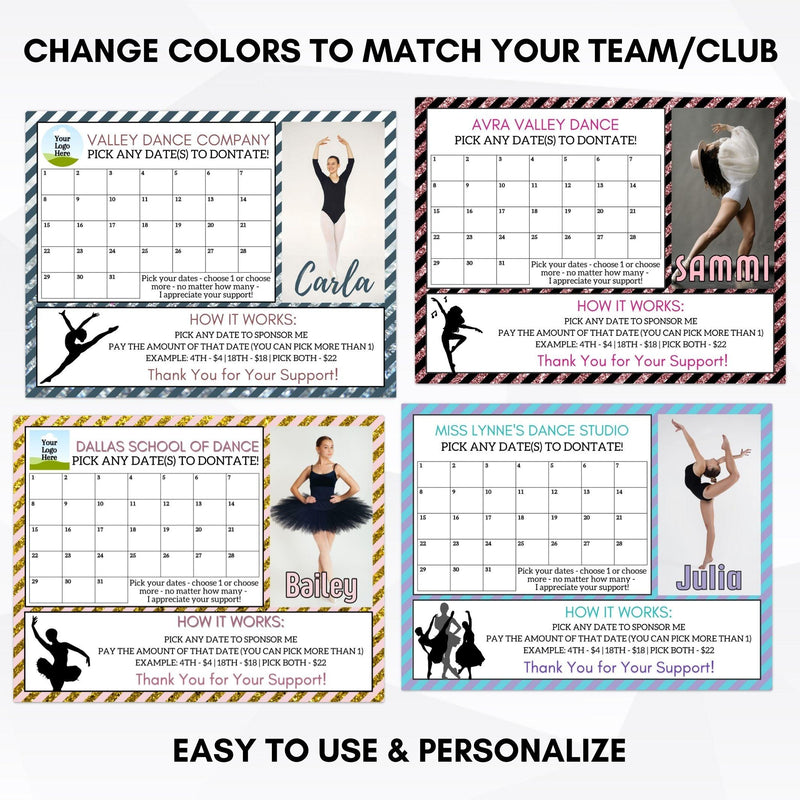 Premium Dance Cash Calendar Fundraiser Simple Desert Designs
