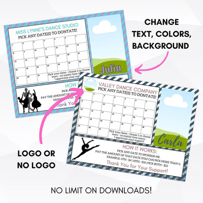 Premium Dance Cash Calendar Fundraiser - Simple Desert Designs