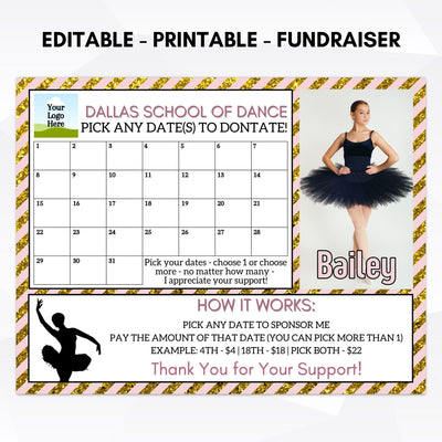 Premium Dance Cash Calendar Fundraiser - Simple Desert Designs