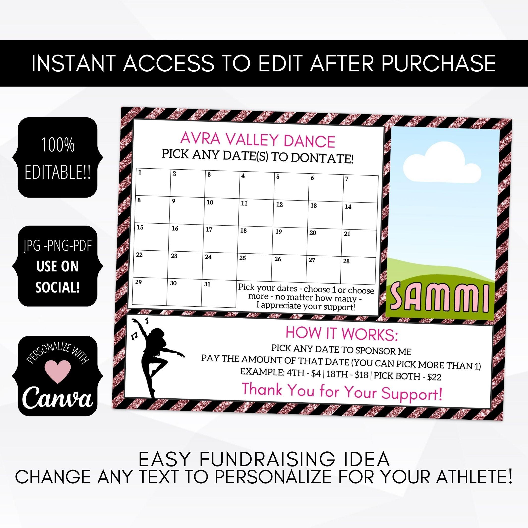 Premium Dance Cash Calendar Fundraiser - Simple Desert Designs
