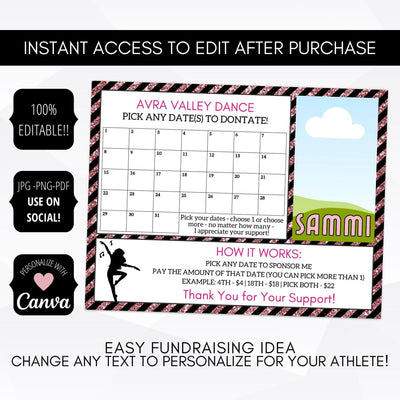 Premium Dance Cash Calendar Fundraiser - Simple Desert Designs