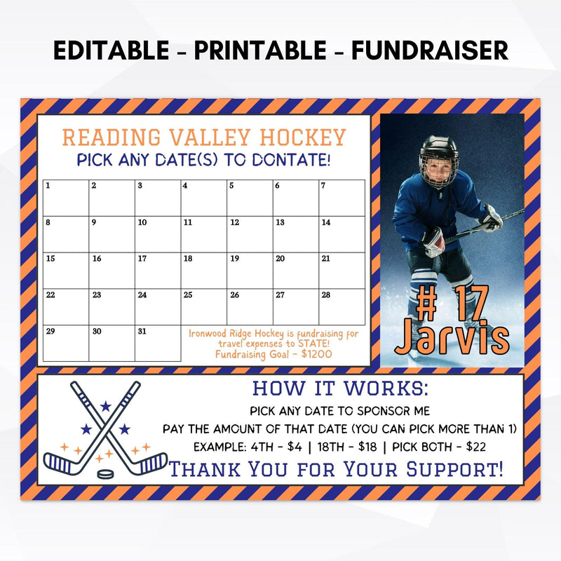 editable printable hockey team competition fundraiser template