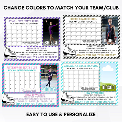 editable printable ice skater competition fundraiser template