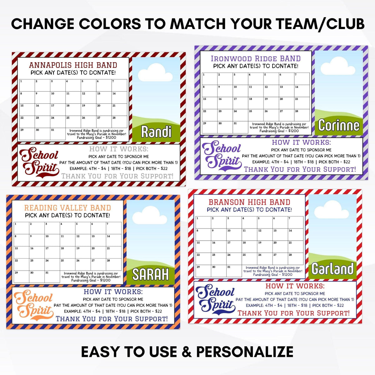 Editable Band Fundraiser Calendar with Photo - Simple Desert Designs