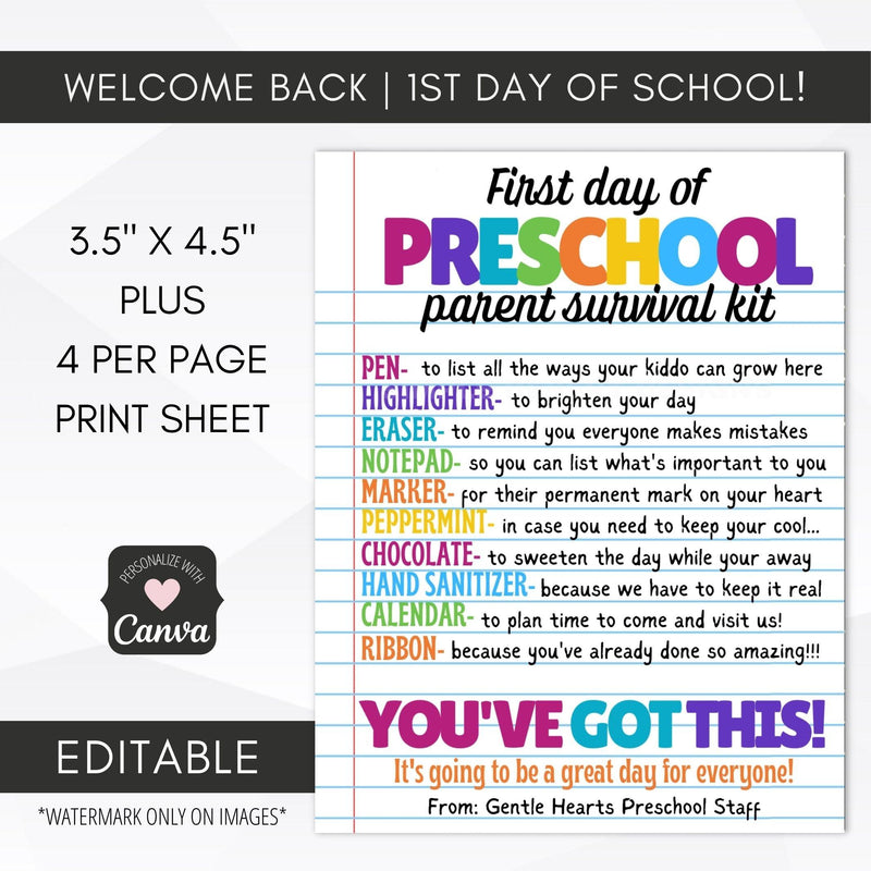 preschool parent survival kit