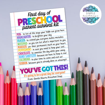 cute preschool parents gift from home preschool provider or daycare for first day of school