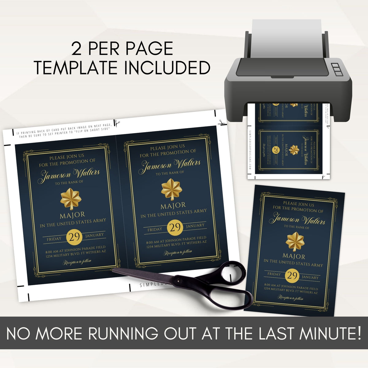 US Army Promotion Invitation Template - Simple Desert Designs