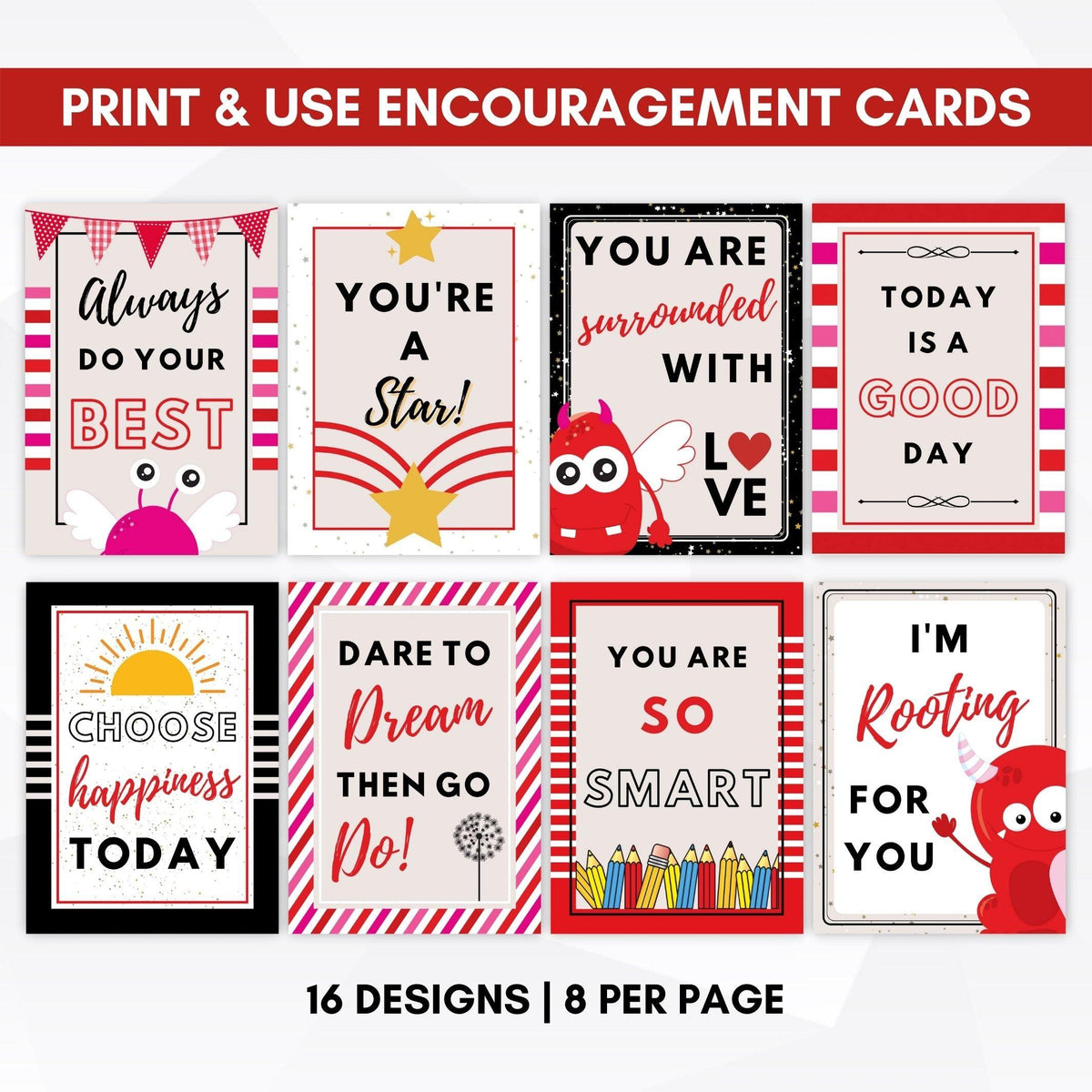 Printable Encouragement Note Cards for Kids - Simple Desert Designs
