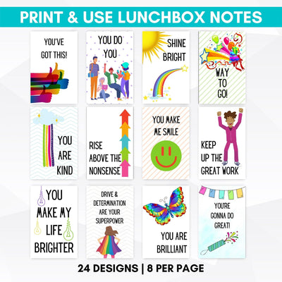 growth mindset lunchbox notes for kids