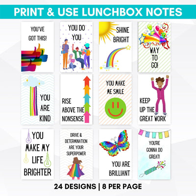 growth mindset lunchbox notes for kids