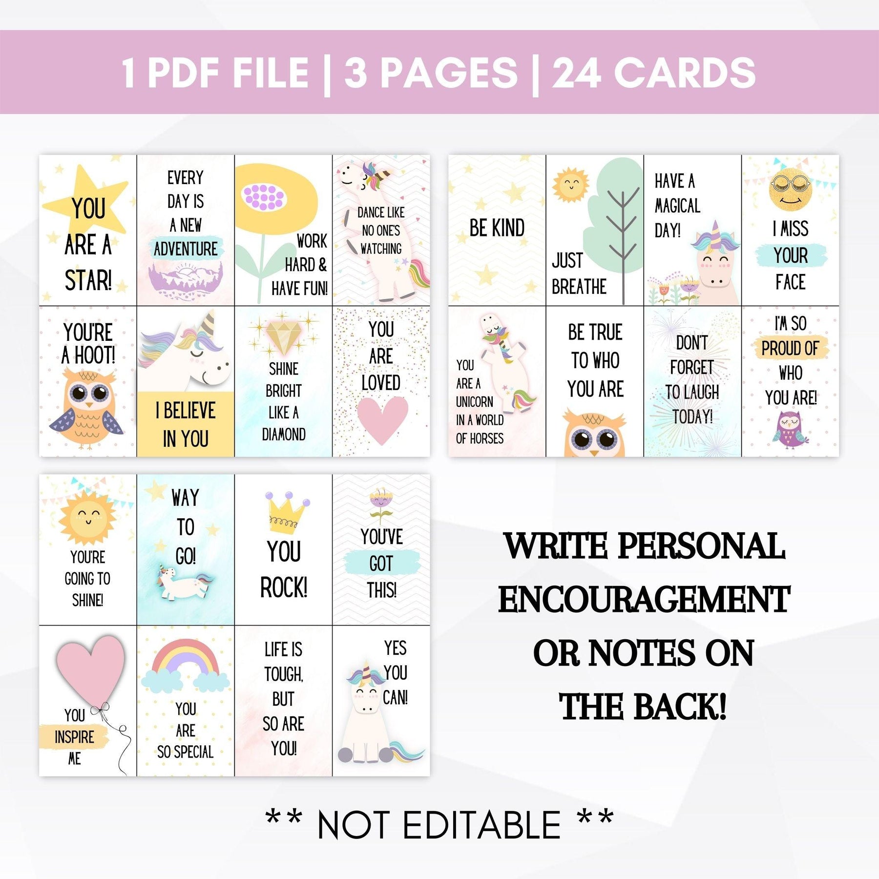 Printable Inspiring Notes for Kids – Simple Desert Designs