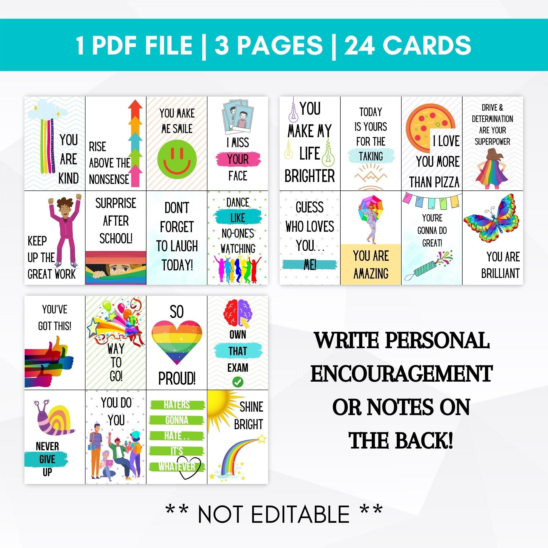 encouragement note cards for kids
