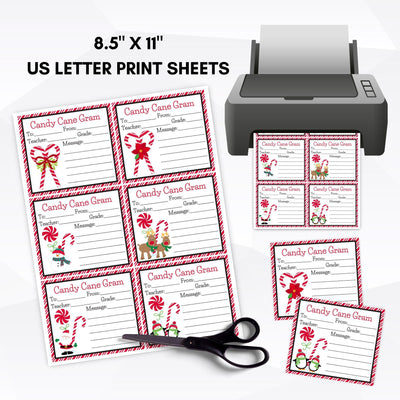 christmas candy cane gram fundraiser comes with 4 printable candy grams note cards sheets