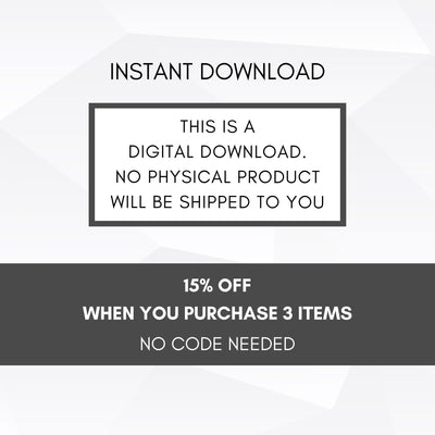 Text indicating digital download availability with promotional offer on a white background