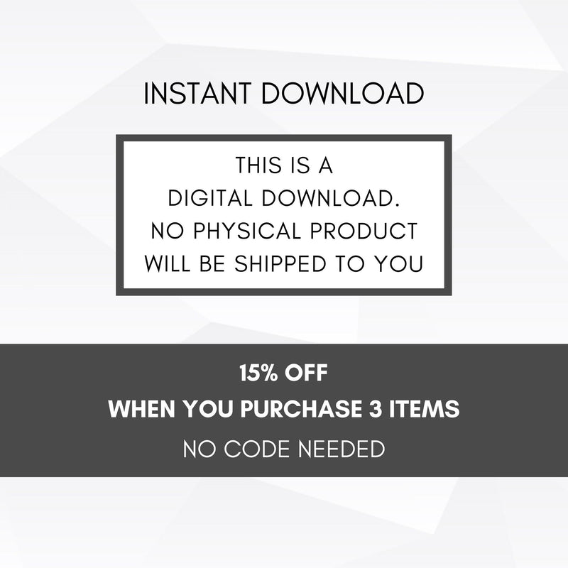 Text indicating digital download availability with promotional offer on a white background