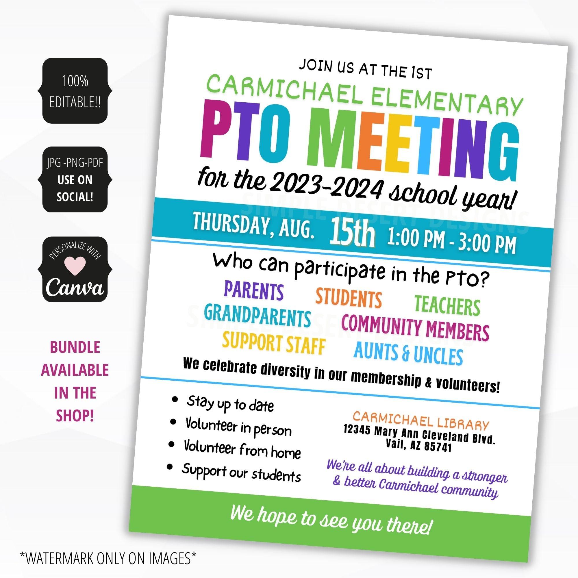 Pto Designs Pto Meeting Flyer