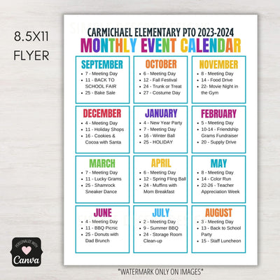 annual event calendar template