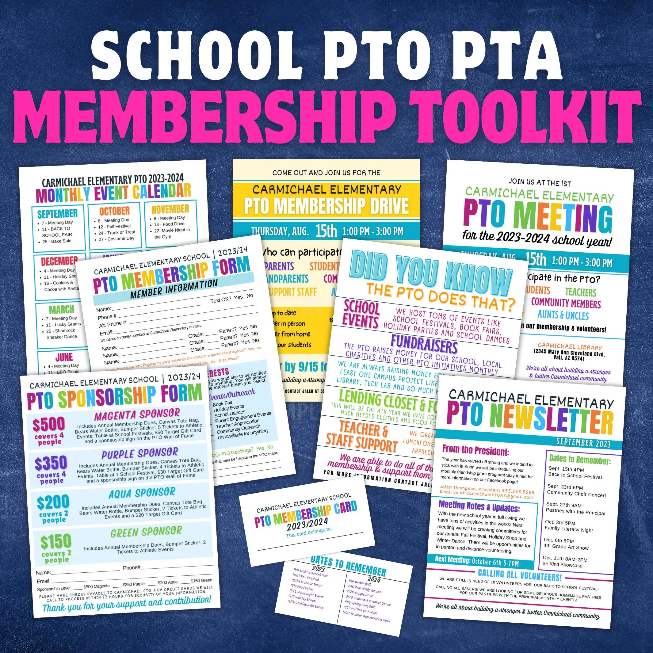 Pto Design Card PTA Membership Toolkit PTO Forms Bundle – Simple Desert Designs