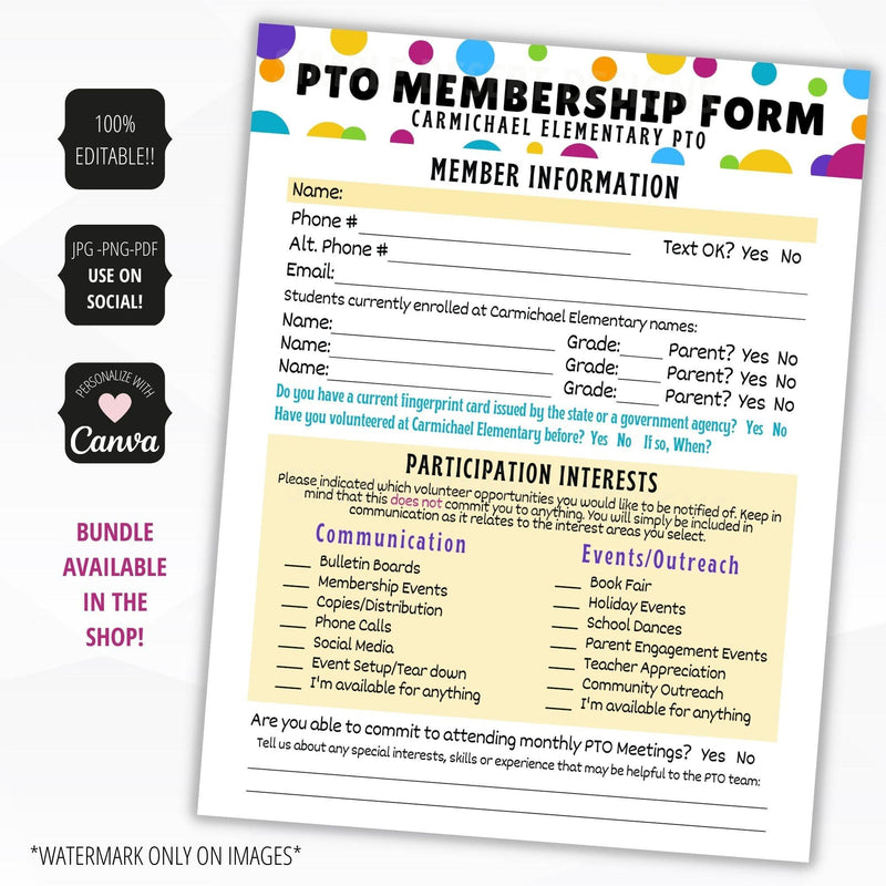 pto membership form