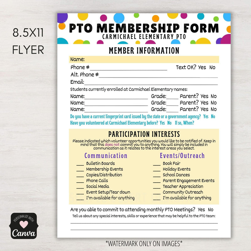 membership form template