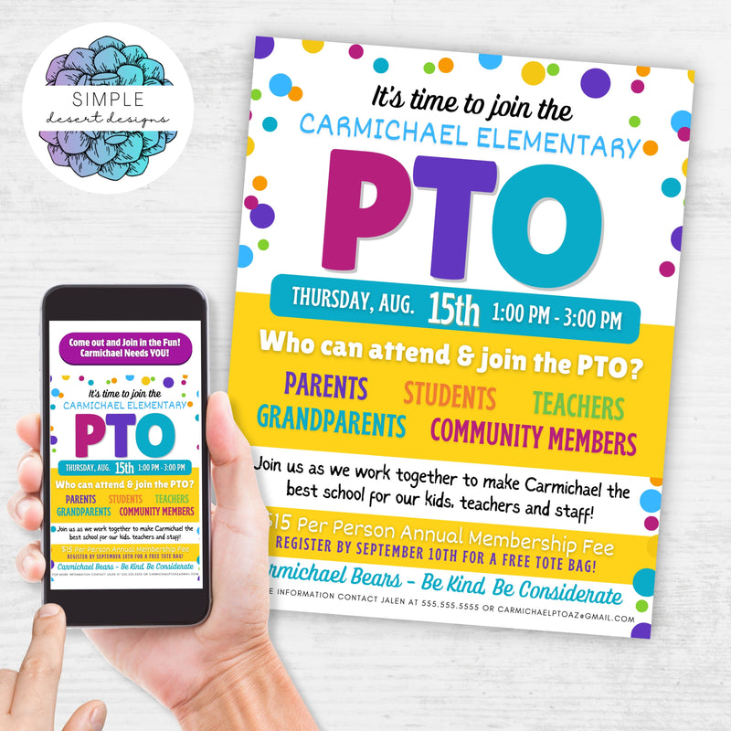 customizable pto membership drive flyer or informational flyer advertisement