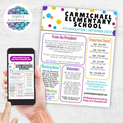 school pto pta monthly newsletter template for classroom teacher or any non profit group