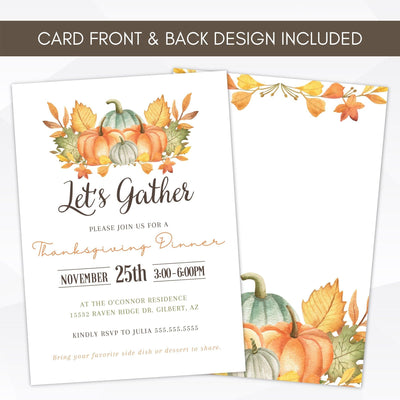 fall autumn friendsgiving let's gather printable invitation template