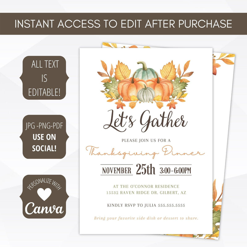 printable thanksgiving feast invitation