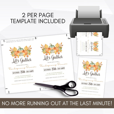 printable let's gather pumpkin invitation