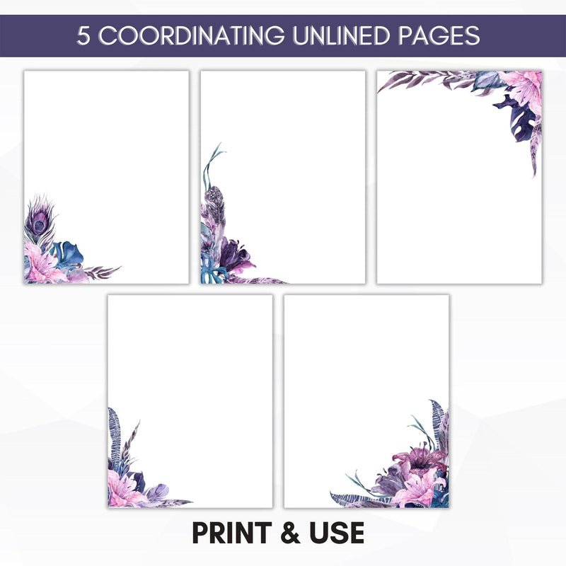 unlined purple journal paper