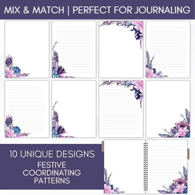 bohemian purple journal paper writing paper set